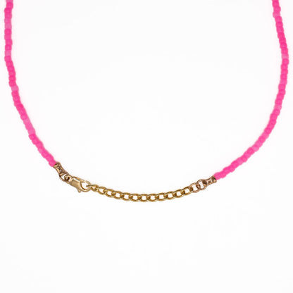 NEON PINK SEED BEAD CHOKER