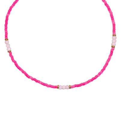 NEON PINK SEED BEAD CHOKER