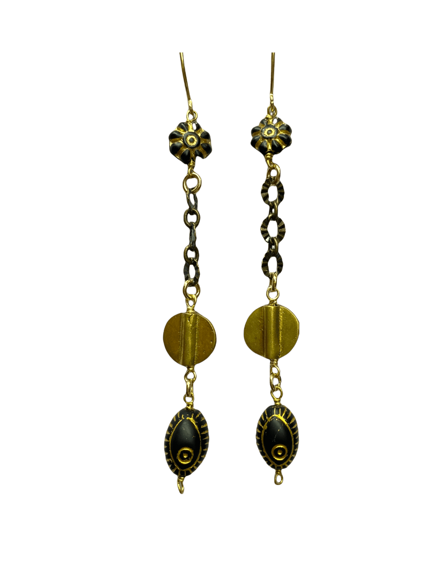 BRONZE & FLOWER DROP EARRINGS