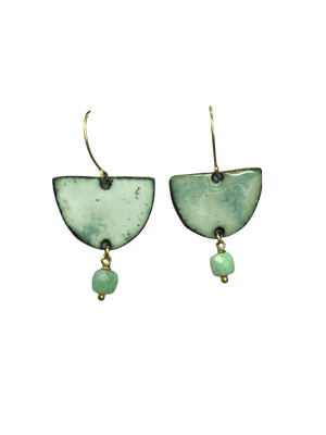 
                
                    Load image into Gallery viewer, ENAMELED 1/2 CIRCLE WITH CHRYSOPRASE
                
            