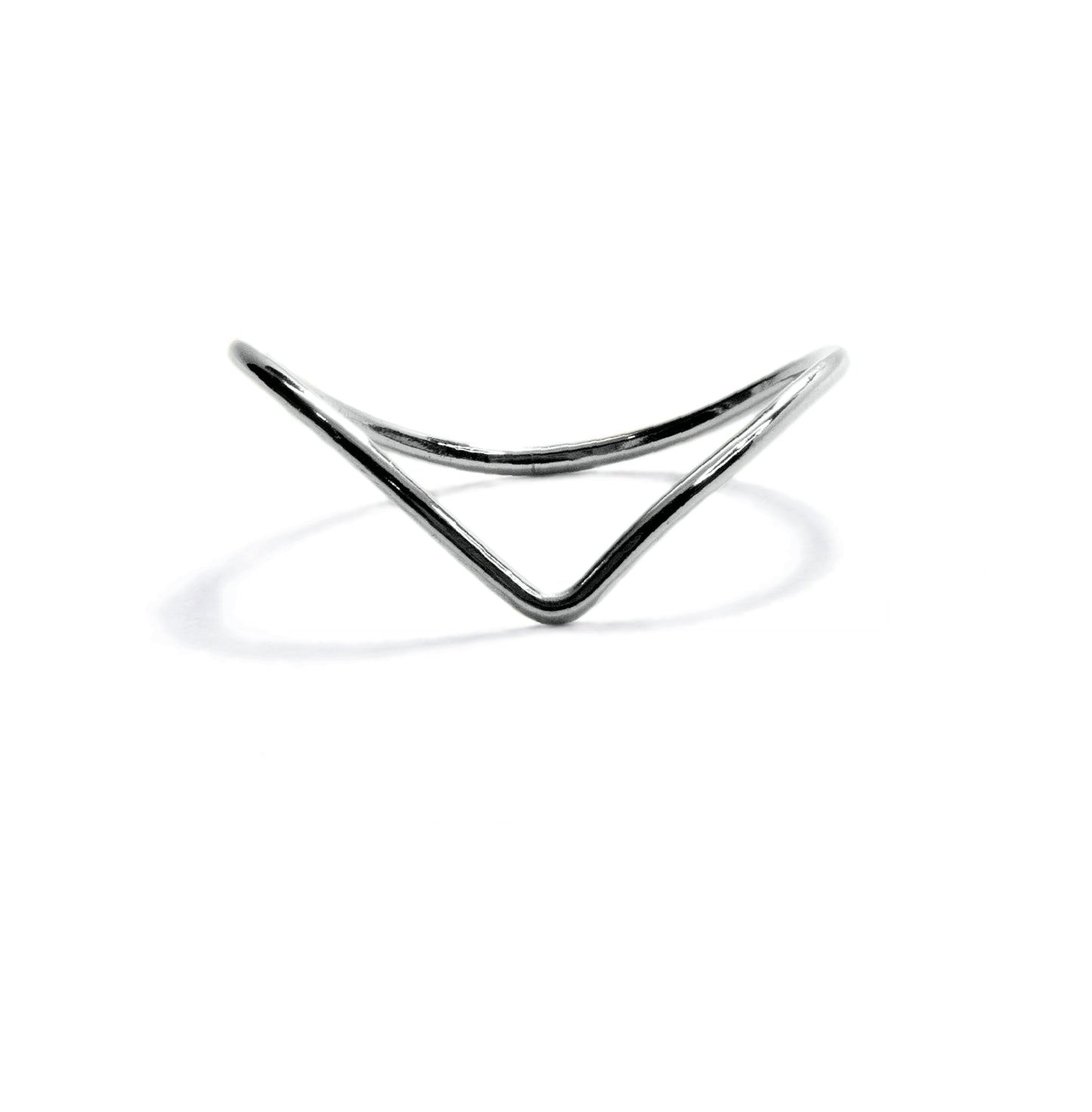 Handmade sterling silver chevron stacking ring with minimalist V-shape design