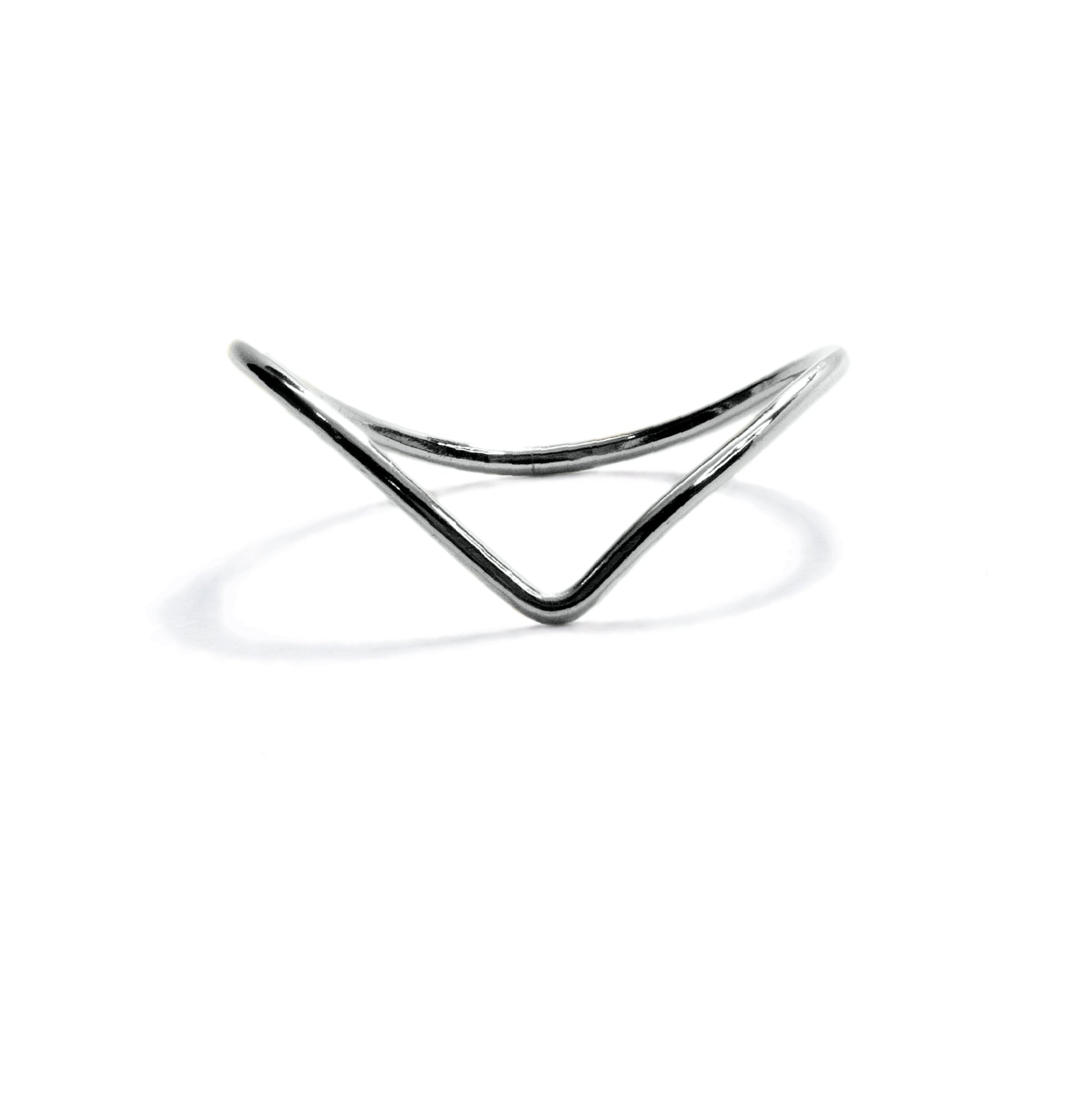 Handmade sterling silver chevron stacking ring with minimalist V-shape design