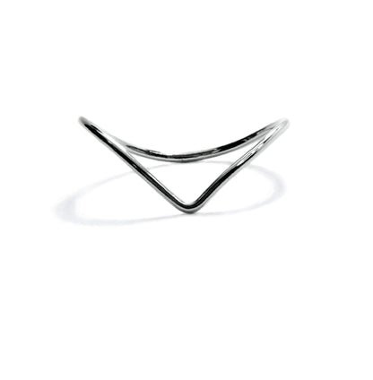 Handmade sterling silver chevron stacking ring with minimalist V-shape design