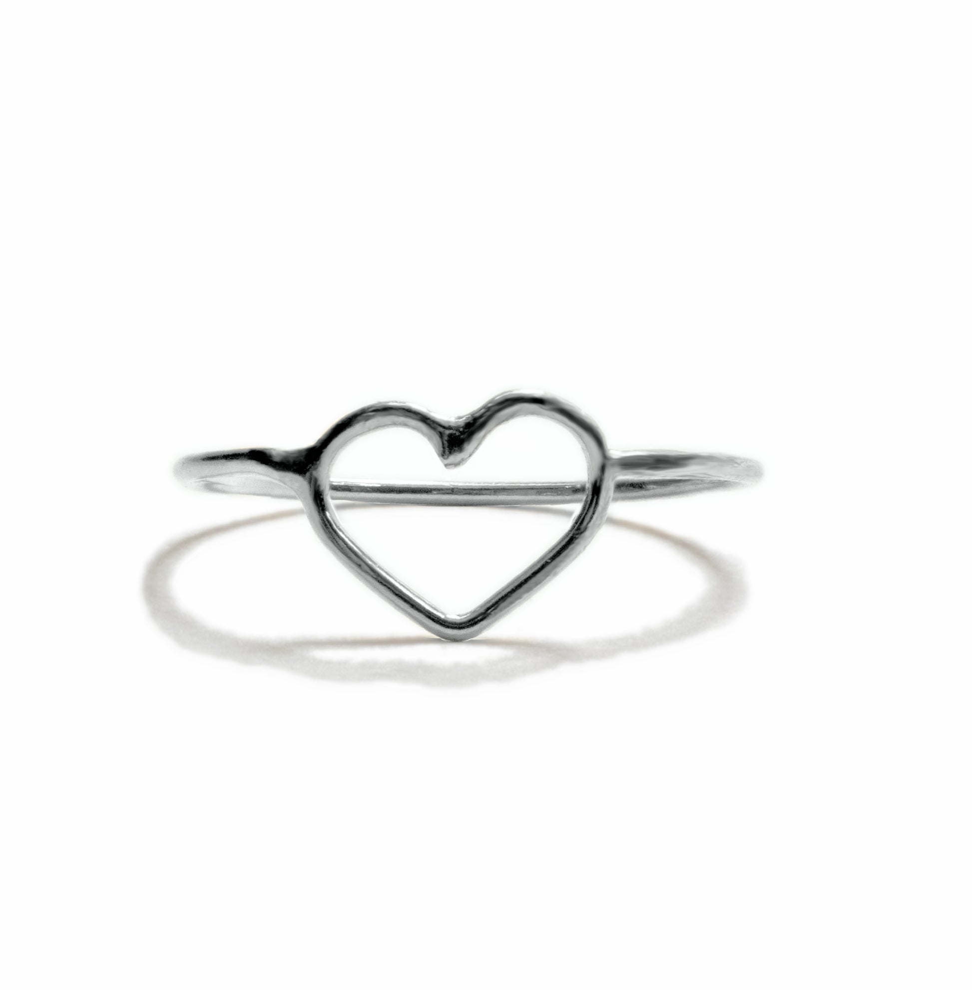 Heart stacking ring in sterling silver, handmade symbolic love jewelry for everyday wear