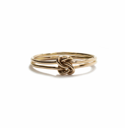 Love Knot stacking ring in 14k gold-filled, handmade knot ring symbolizing love and connection