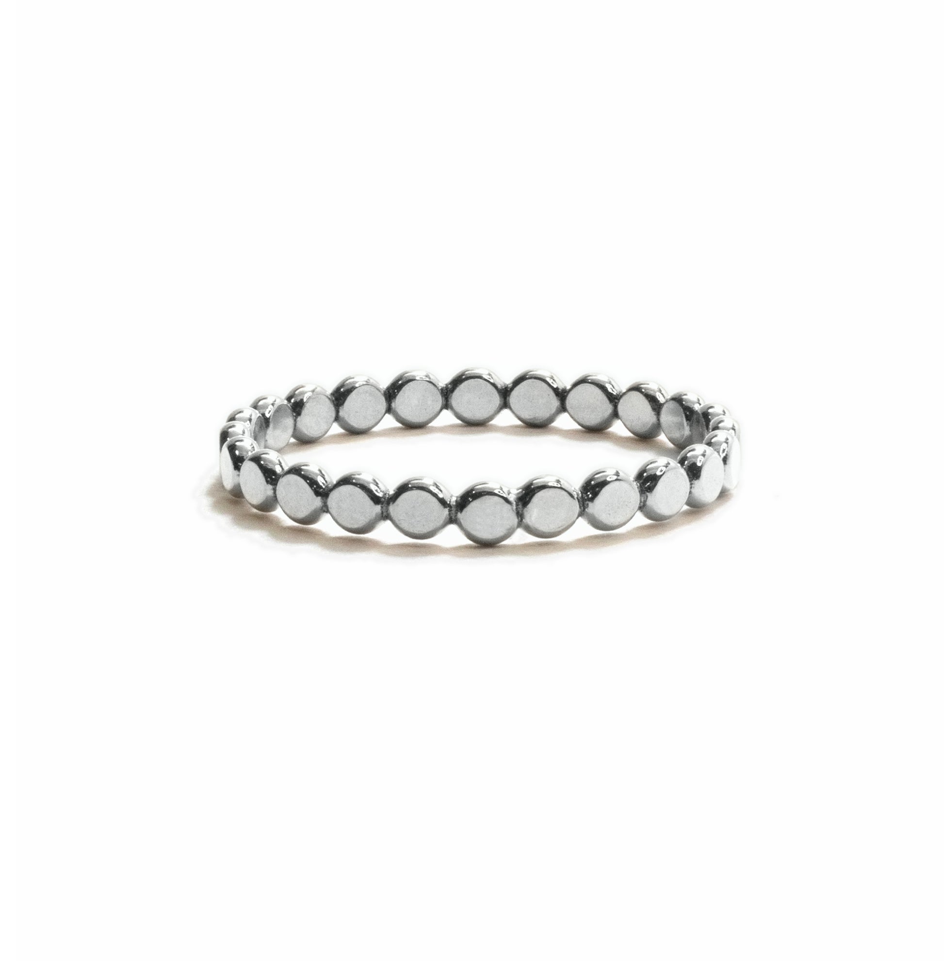 Tiny Bubbles stacking ring in sterling silver with delicate bubble texture, handmade in Austin, Texas
