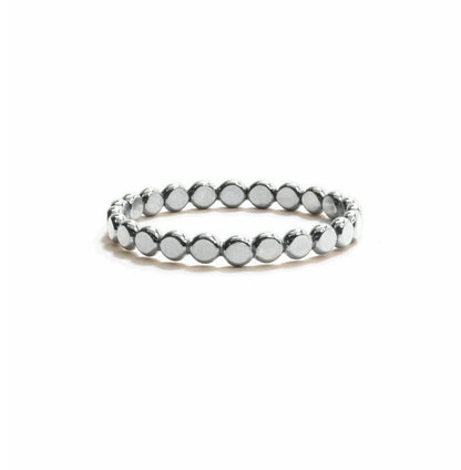 Tiny Bubbles stacking ring in sterling silver with delicate bubble texture, handmade in Austin, Texas