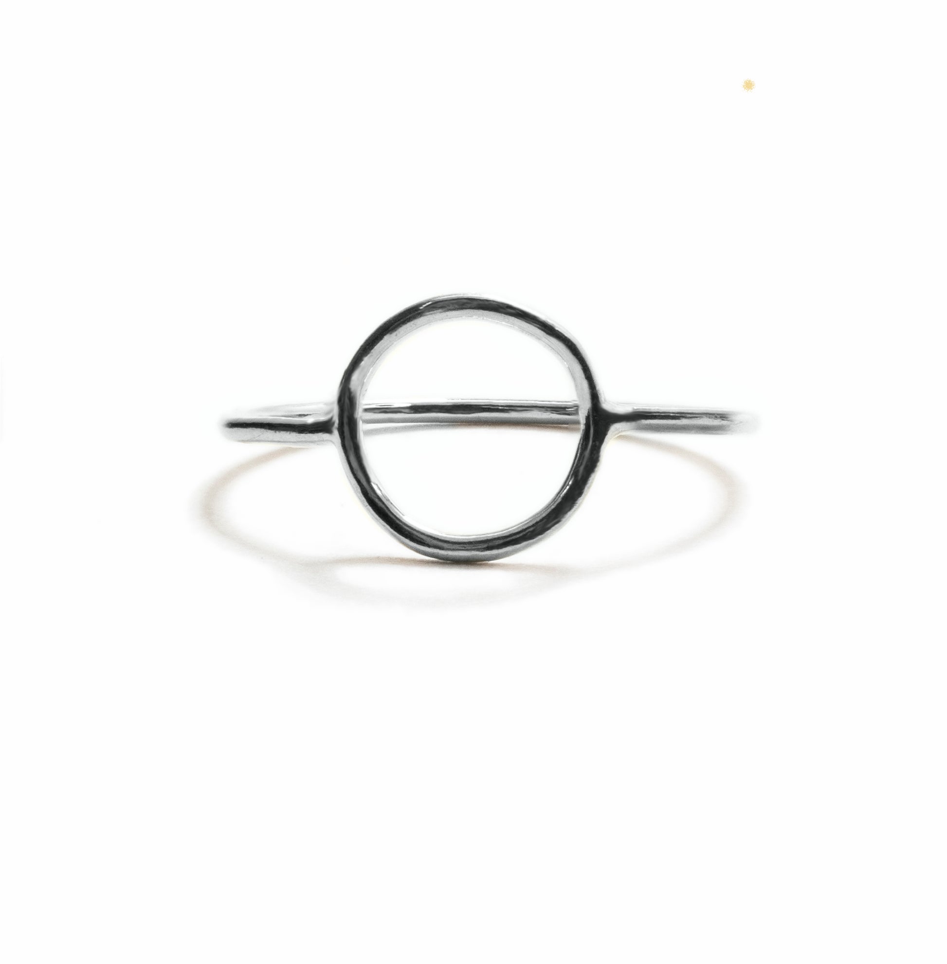 Tiny moon stacking ring in sterling silver, full moon minimalist celestial jewelry