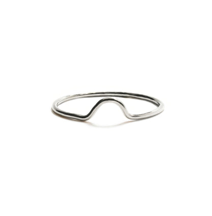Tiny Cup Ring in sterling silver with U-shaped band – minimalist stacking ring
