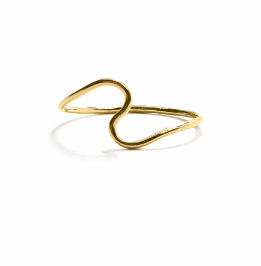 Wave stacking ring in 14k gold-filled, minimalist water-safe handmade ocean jewelry