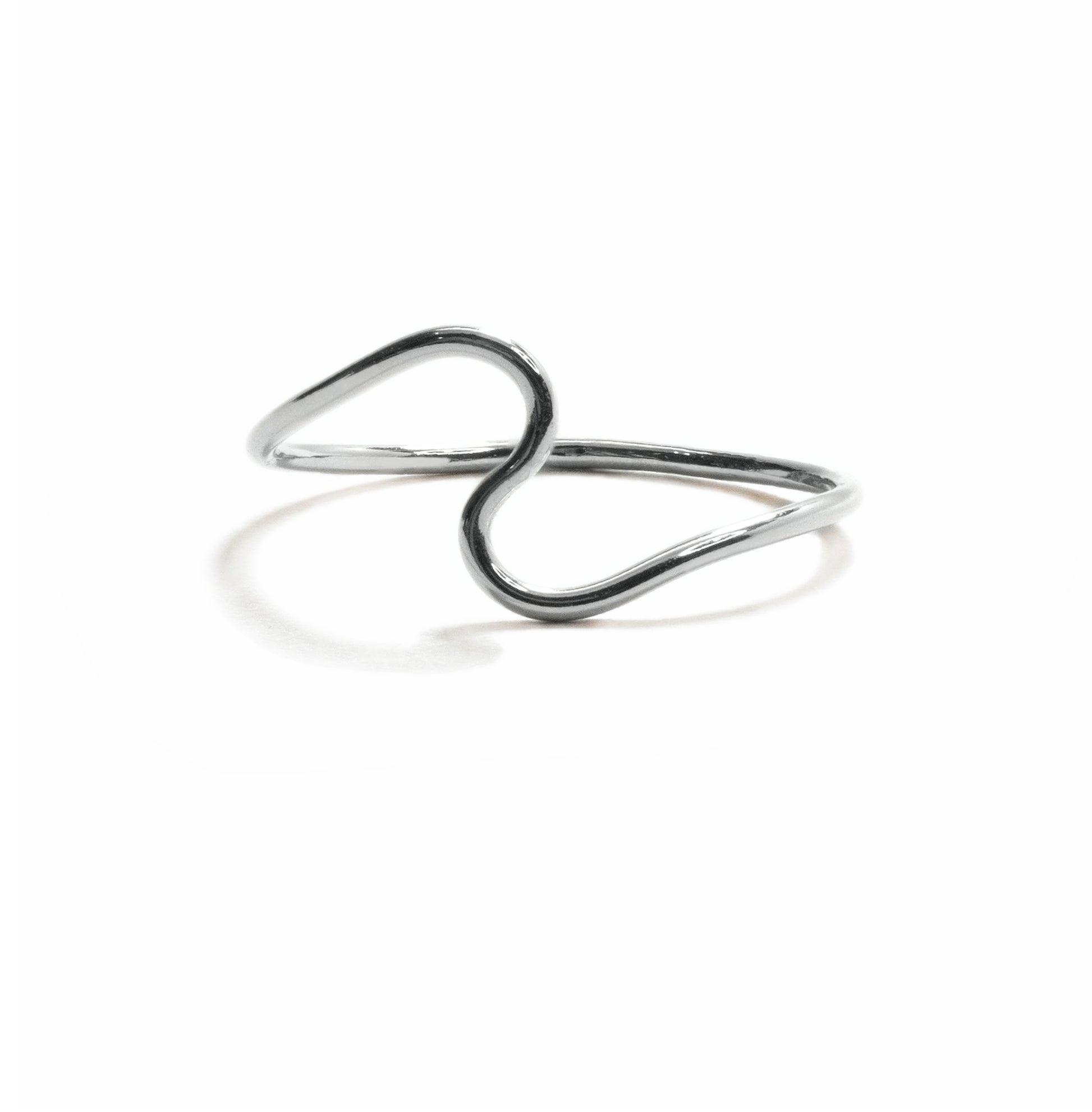 Wave stacking ring in sterling silver, handmade ocean-inspired minimalist jewelry